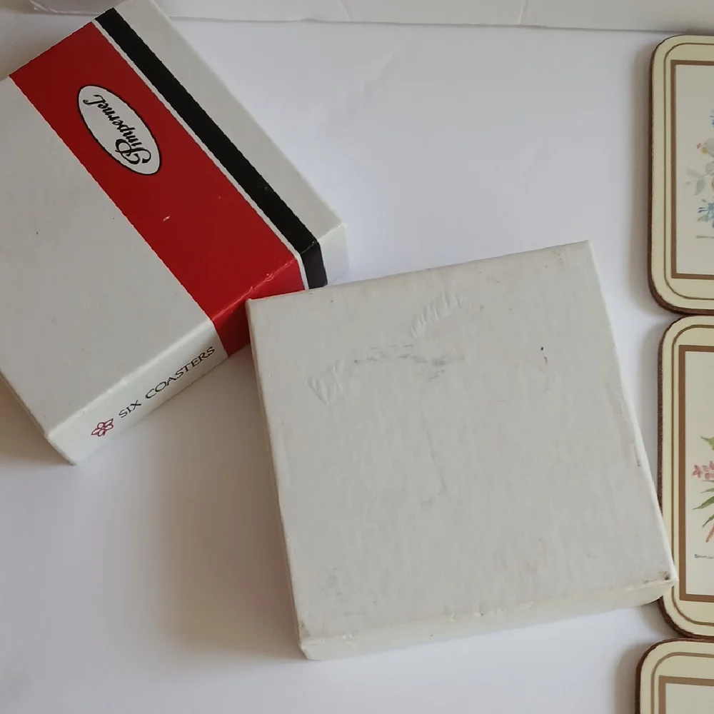 Vintage Pimpernel Bermuda White Hibiscus 6 coasters with box